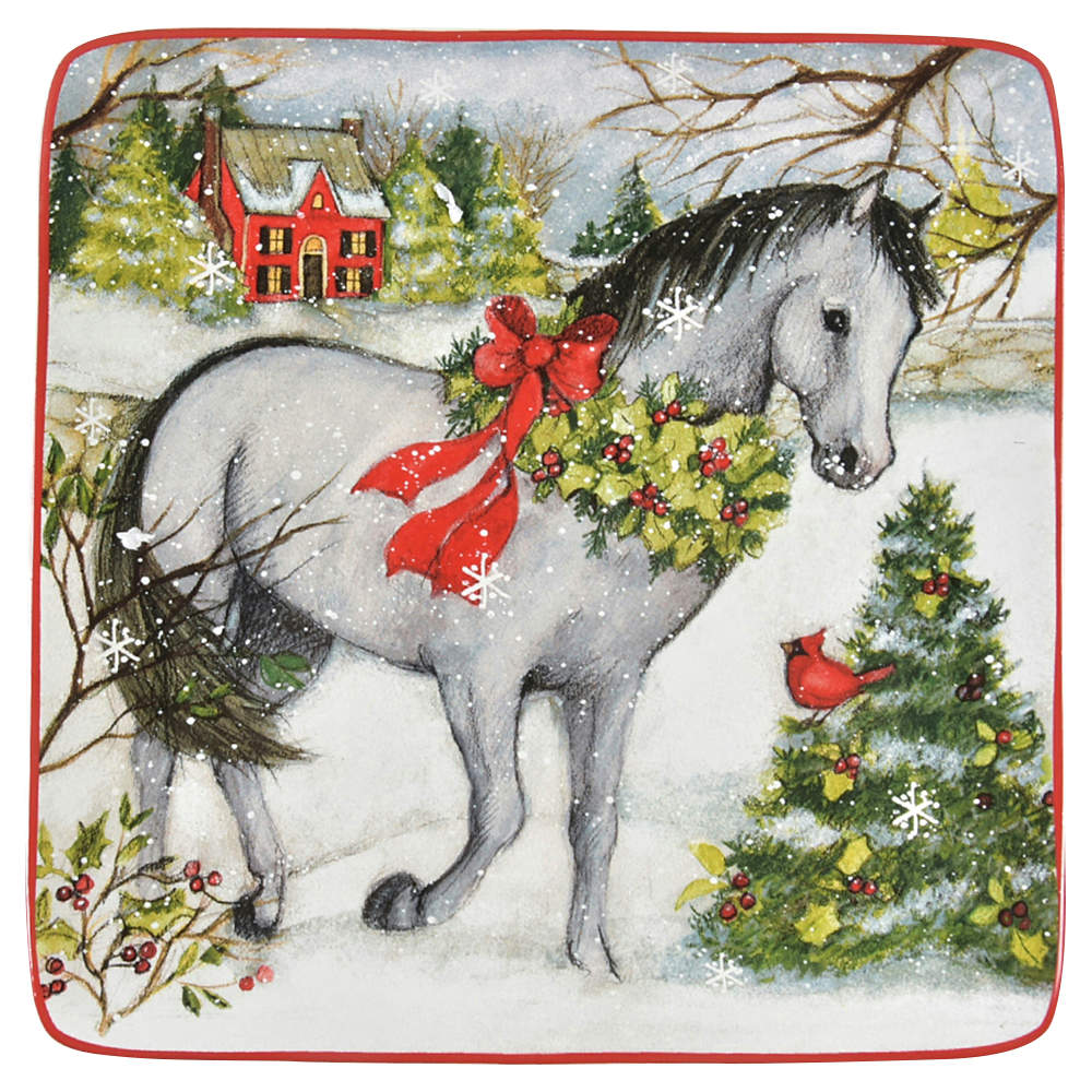 Christmas on the Farm Square Salad/Dessert Plate by Certified International-1