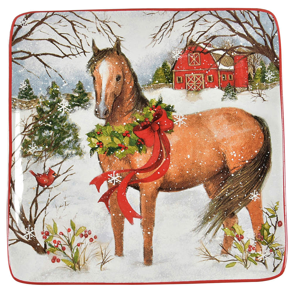 Christmas on the Farm Square Salad/Dessert Plate by Certified International-1