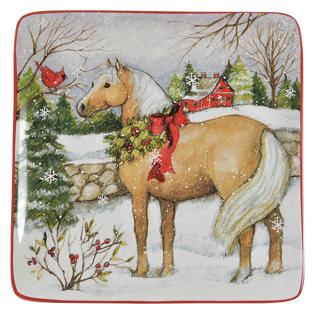 Christmas on the Farm Square Salad/Dessert Plate by Certified International-1