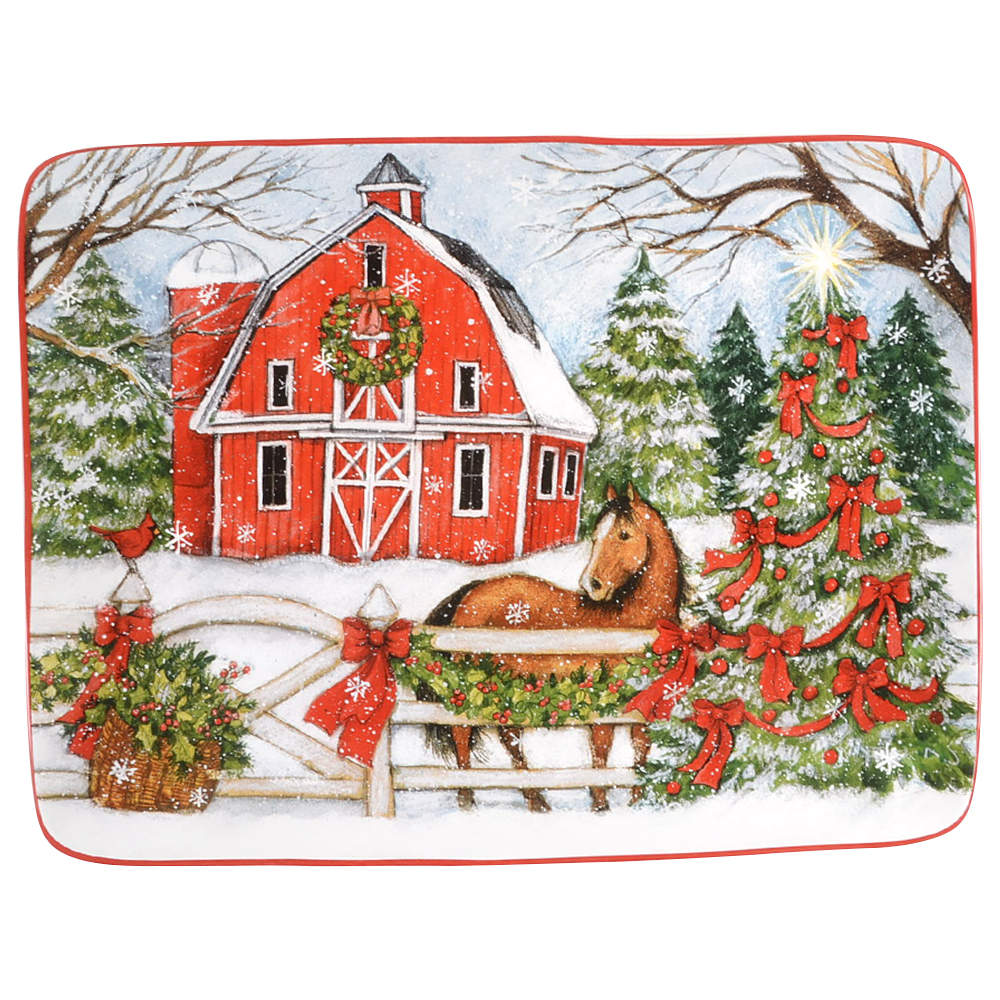 Christmas on the Farm 16" Rectangular Serving Platter by Certified International-1