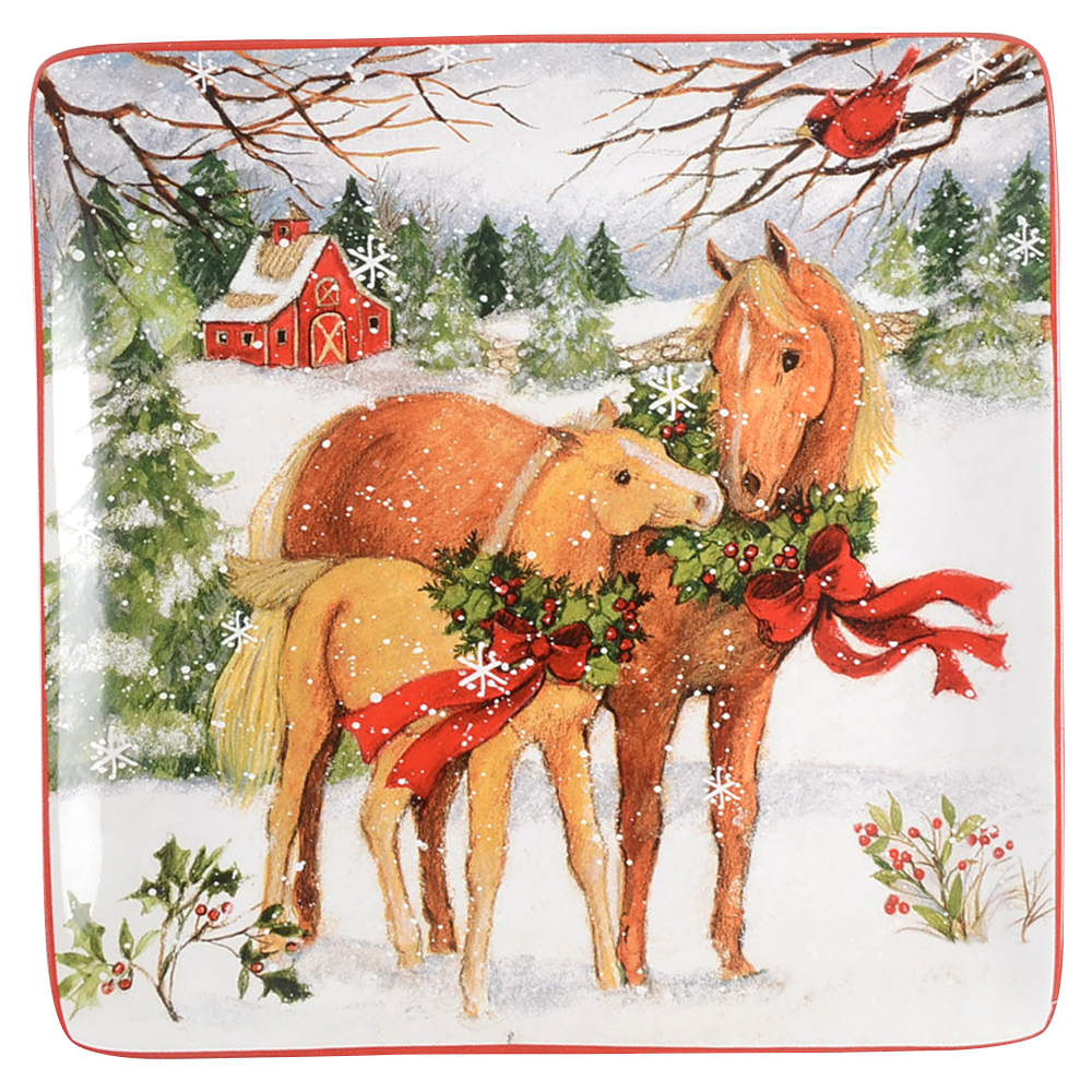 Christmas on the Farm Square Dinner Plate by Certified International-1