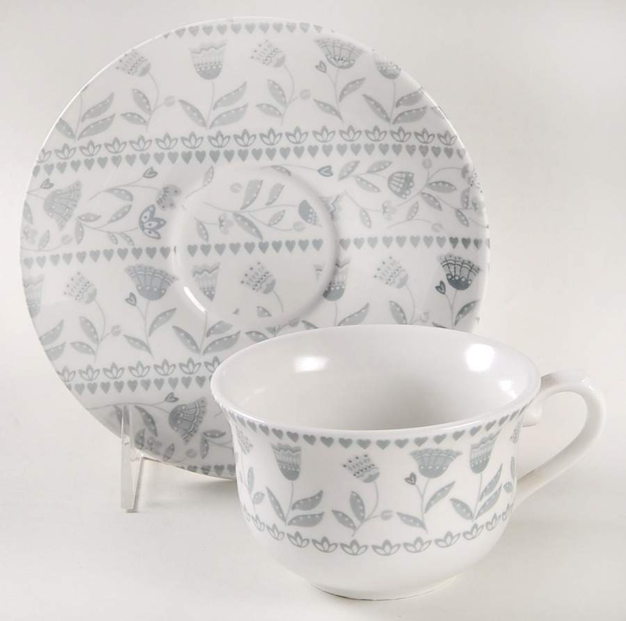 Tilly Grey Flat Cup & Saucer Set by Churchill-1