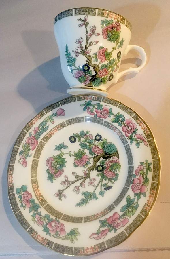 Indian Tree Footed Cup & Saucer Set by Crown Trent-1
