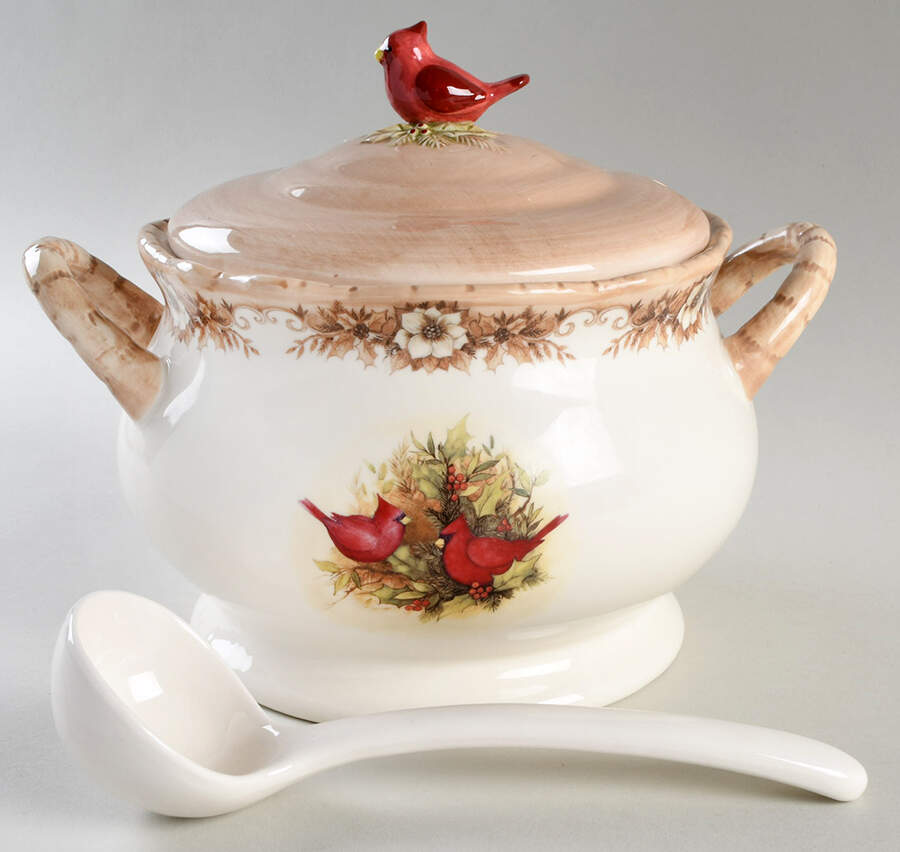 Woodland Tureen & Lid w/Ladle by Cracker Barrel-1