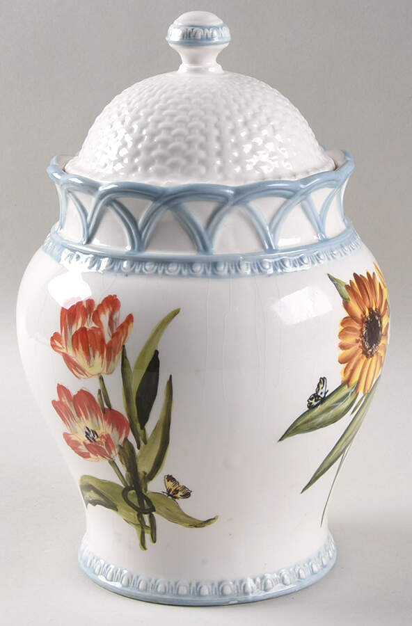 Hampton Garden Blue Large Canister & Lid by Certified International-1