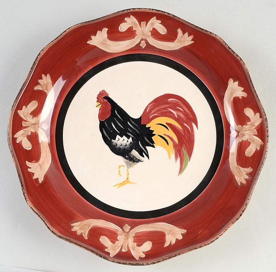 Montauk Rooster Red Dinner Plate by Canterbury Potteries-1