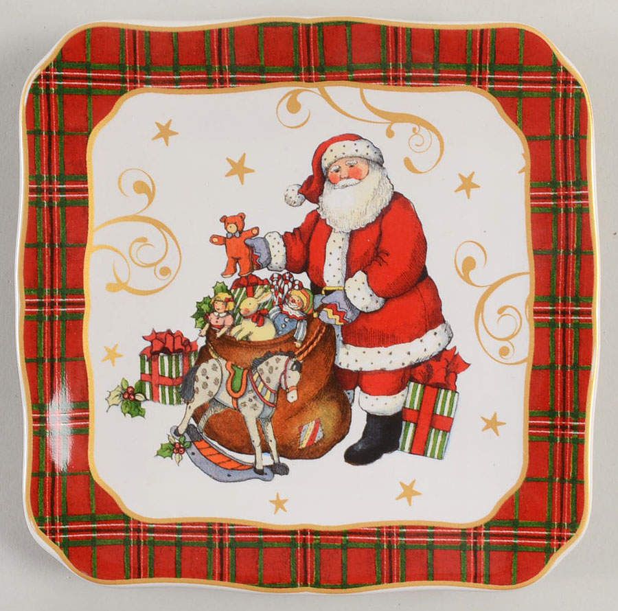 Vintage Santa Square Canape Plate by Certified International-1