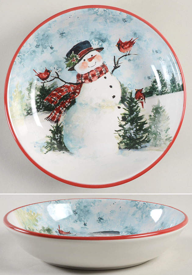Watercolor Snowman 9" Soup/Pasta Bowl by Certified International-1