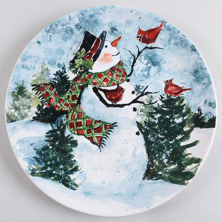 Watercolor Snowman Dinner Plate by Certified International-1