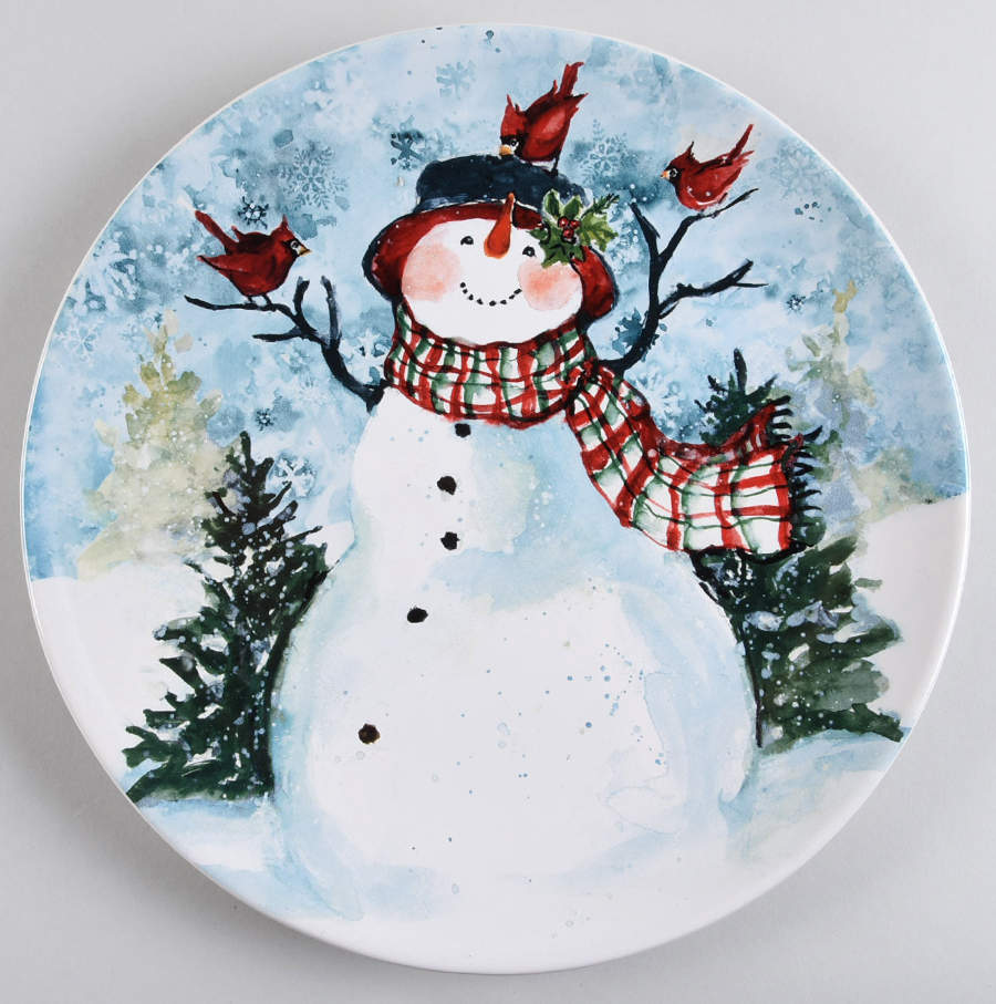 Watercolor Snowman Dinner Plate by Certified International-1