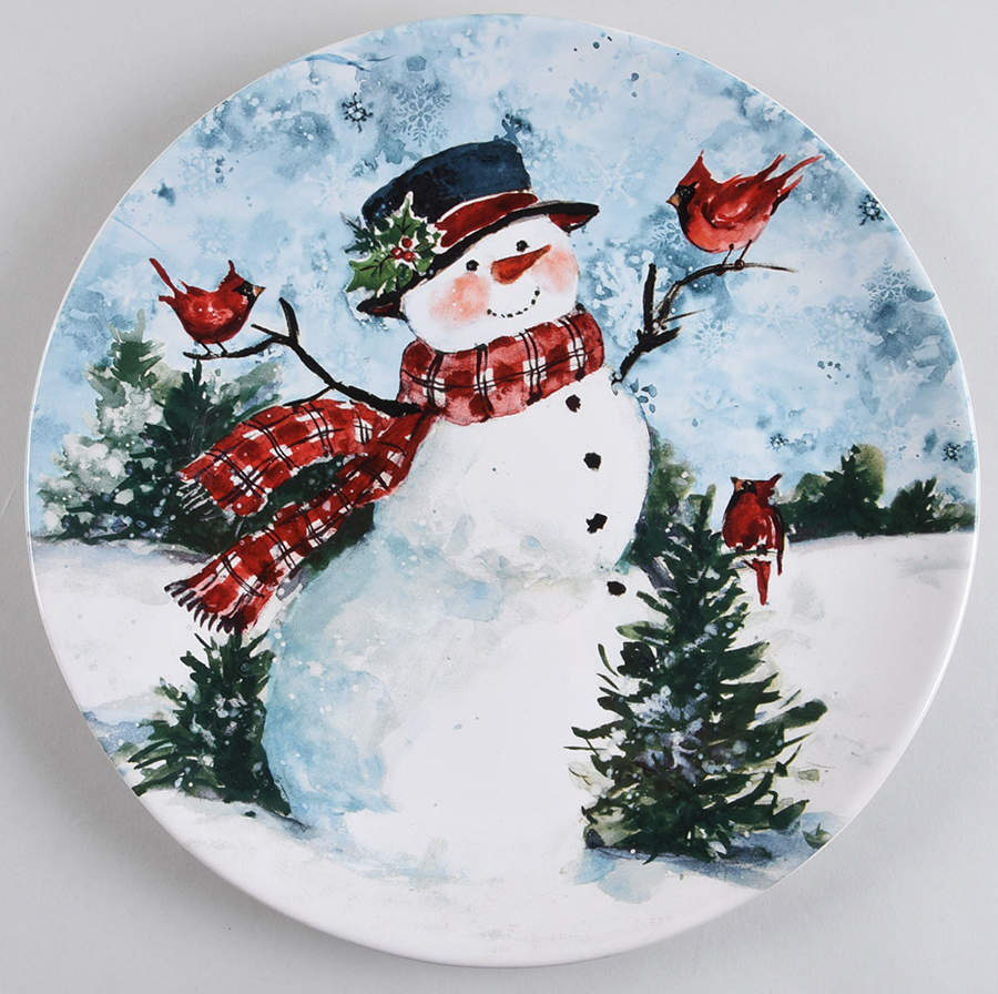 Watercolor Snowman Dinner Plate by Certified International-1