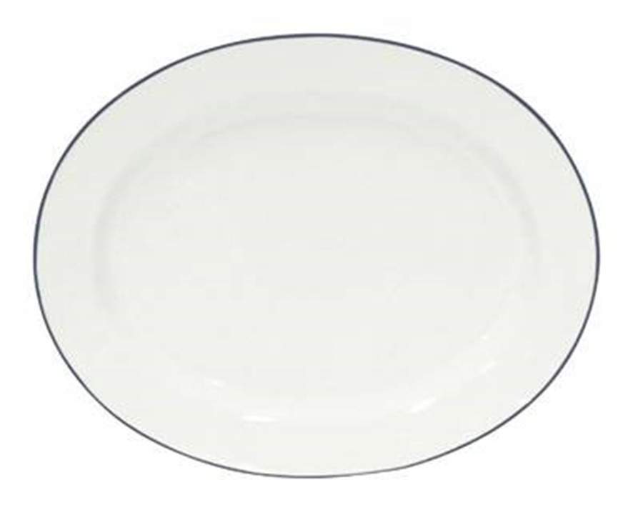 Beja (Blue Trim) 15" Oval Serving Platter by Costa Nova China-1