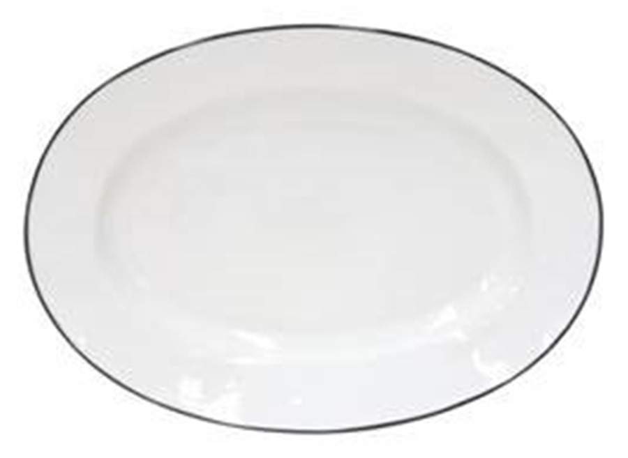 Beja (Blue Trim) 11" Oval Serving Platter by Costa Nova China-1