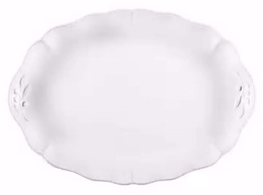 Alentejo White 16" Oval Serving Platter by Costa Nova China-1