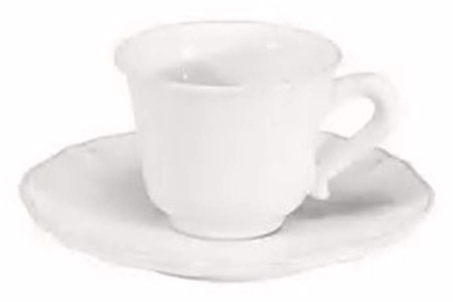 Alentejo White Flat Demitasse Cup & Saucer Set by Costa Nova China-1