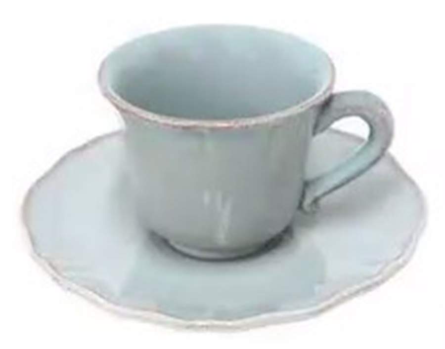 Alentejo Turquoise Flat Demitasse Cup & Saucer Set by Costa Nova China-1
