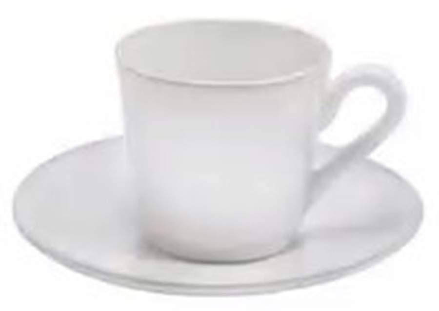 Beja Astoria White Flat Demitasse Cup & Saucer Set by Costa Nova China-1