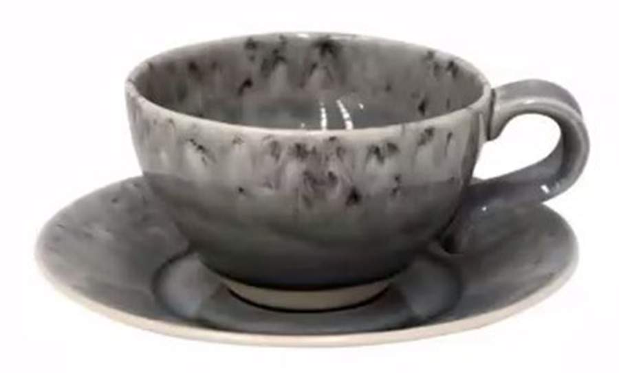 Madeira-Grey Flat Cup & Saucer Set by Costa Nova China-1