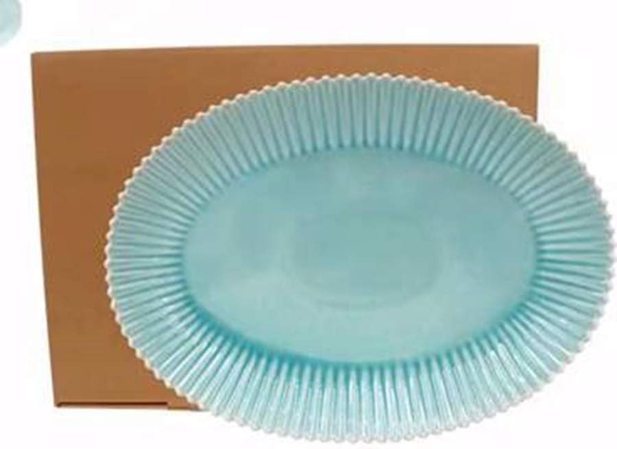 Pearl Aqua 20" Oval Serving Platter by Costa Nova China-1