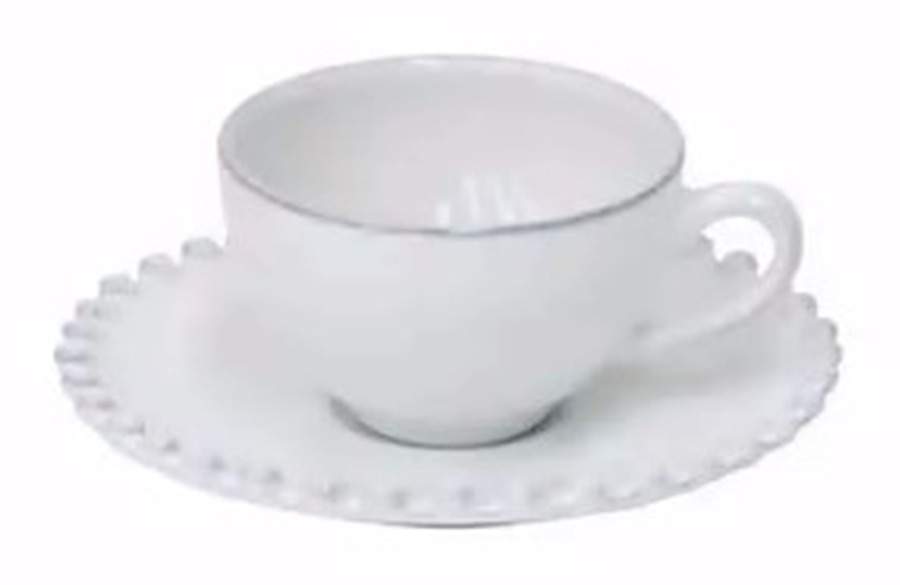 Pearl White Flat Demitasse Cup & Saucer Set by Costa Nova China-1