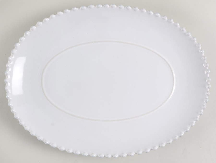 Pearl White 13" Oval Serving Platter by Costa Nova China-1