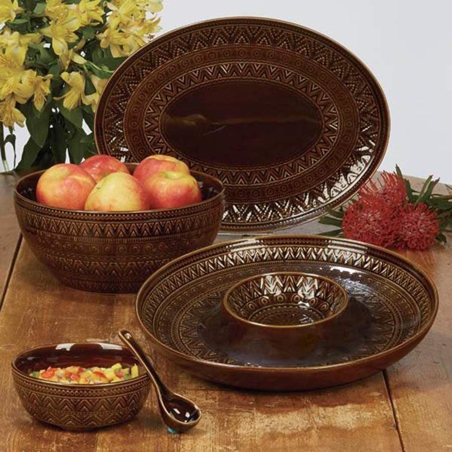 Aztec Brown Salsa Bowl & Spoon Set by Certified International-1
