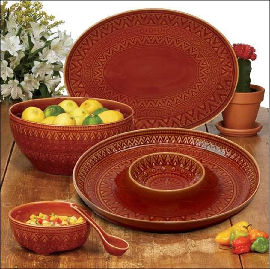 Aztec Rust Salsa Bowl & Spoon Set by Certified International-1
