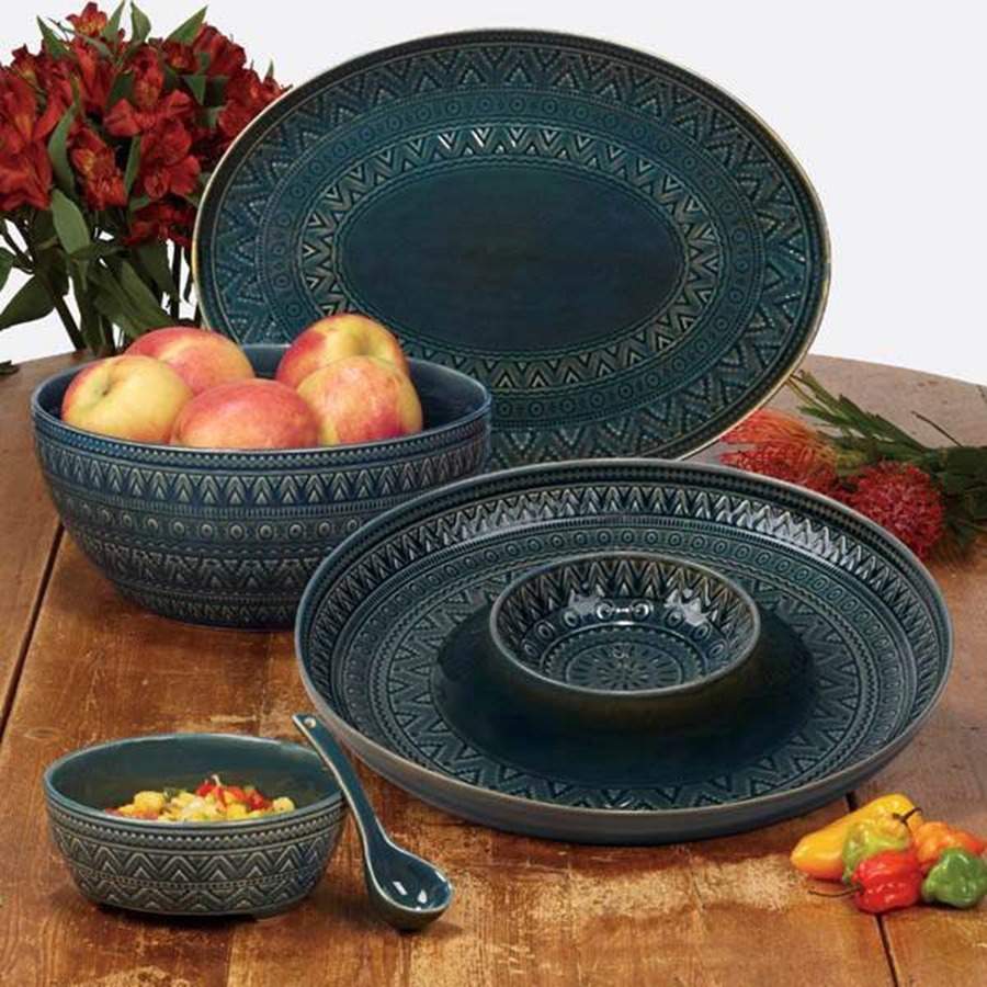 Aztec Teal Salsa Bowl & Spoon Set by Certified International-1