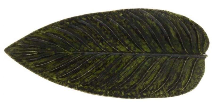 Riviera Forets (Dark Green) 15" Leaf Dish by Costa Nova China-1