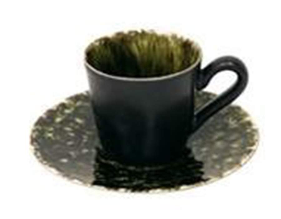 Riviera Forets (Dark Green) Flat Demitasse Cup & Saucer Set by Costa Nova China-1