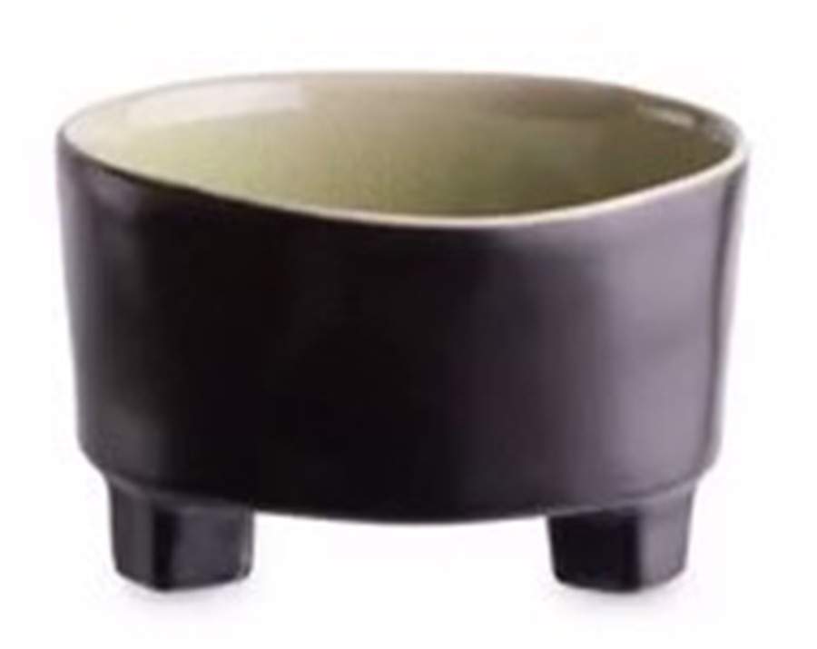 Riviera Vert Frais (Green & Black) Footed Dessert Bowl by Costa Nova China-1