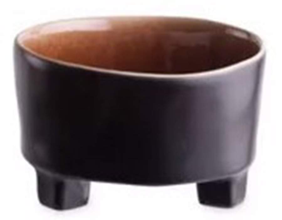 Riviera Terra (Terra Cotta & Black) Footed Dessert Bowl by Costa Nova China-1