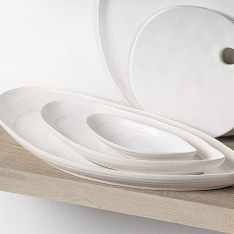 Aparte White 7" Oval Serving Platter by Costa Nova China-1