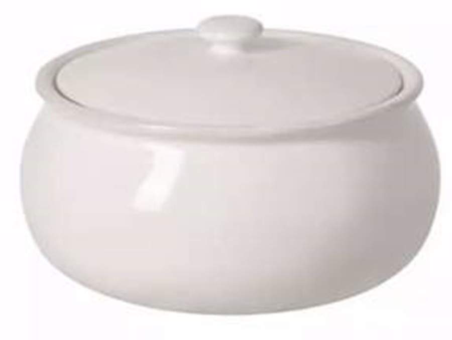 Aparte White 4 Quart Round Covered Casserole by Costa Nova China-1