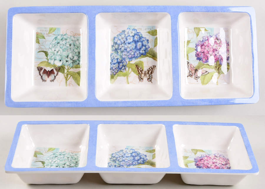 Hydrangea Garden (Melamine) 3-Part Relish by Certified International-1