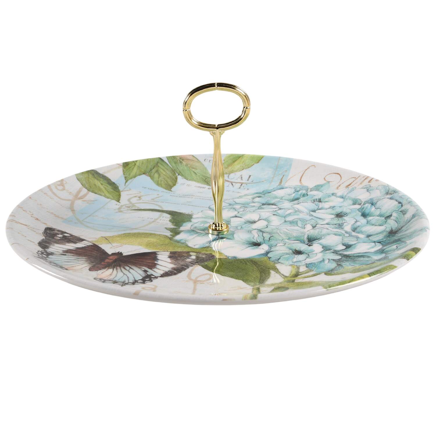 Hydrangea Garden (Melamine) Round Serving Plate with Handle (CH) HC by Certified International-1