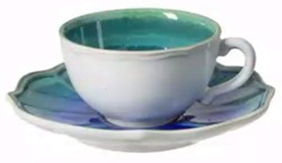 Dori Atlantic Blue Flat Cup & Saucer Set by Casafina-1