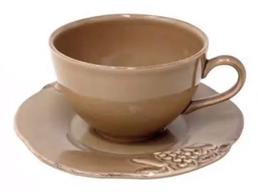 Madeira Harvest (Mocha) Flat Cup & Saucer Set by Casafina-1