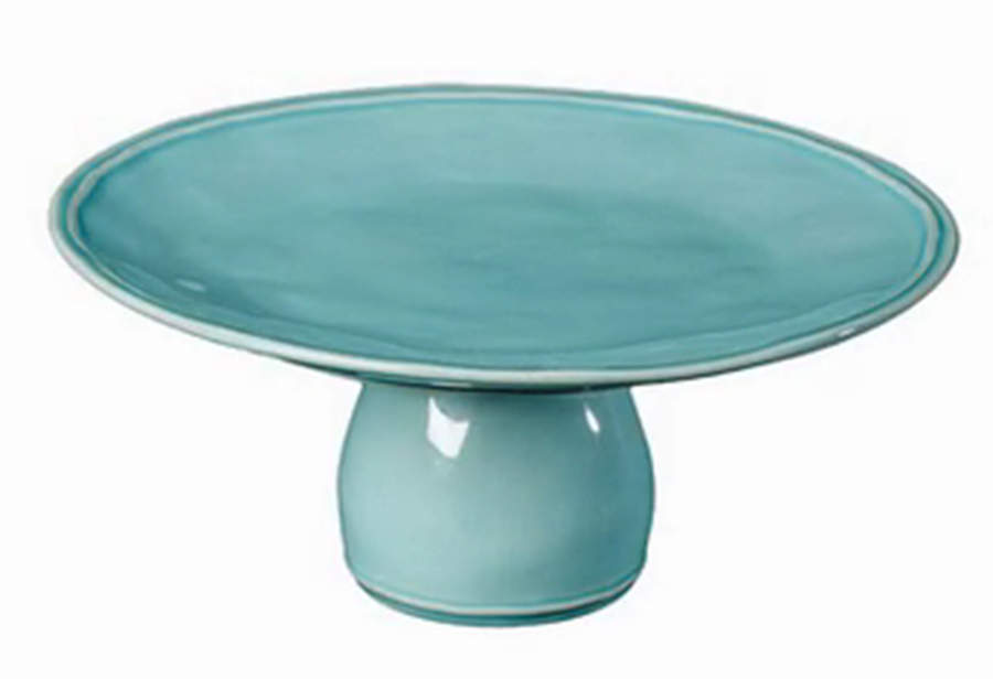 Fontana Turquoise 11" Diameter Pedestal Cake Stand by Casafina-1