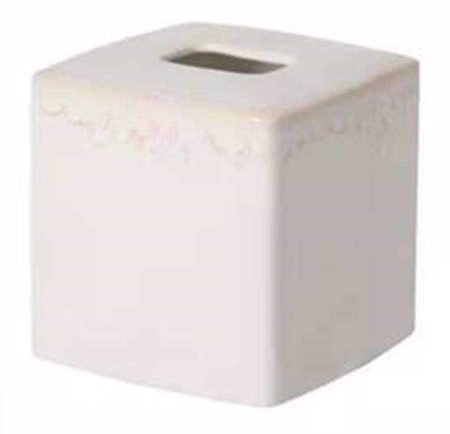 Taormina White Square Tissue Box Cover by Casafina-1