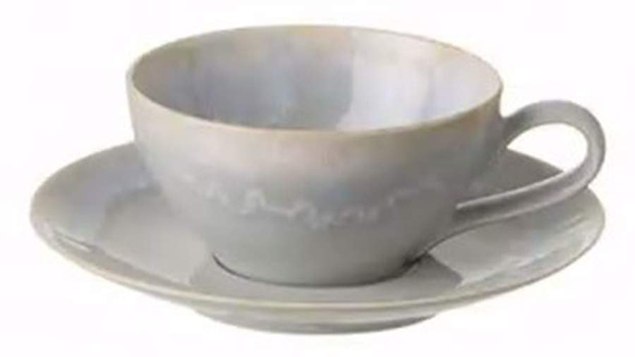 Taormina Gray Flat Cup & Saucer Set by Casafina-1