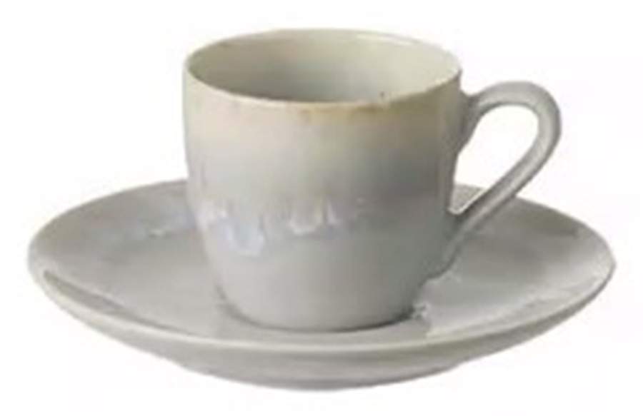 Taormina Gray Flat Cup & Saucer Set by Casafina-1