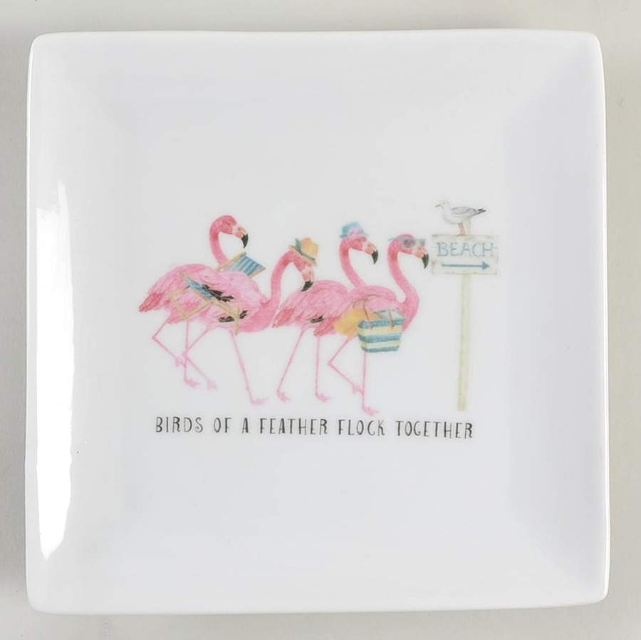 Christmas Flamingo Square Salad Plate by Coastline Imports-1