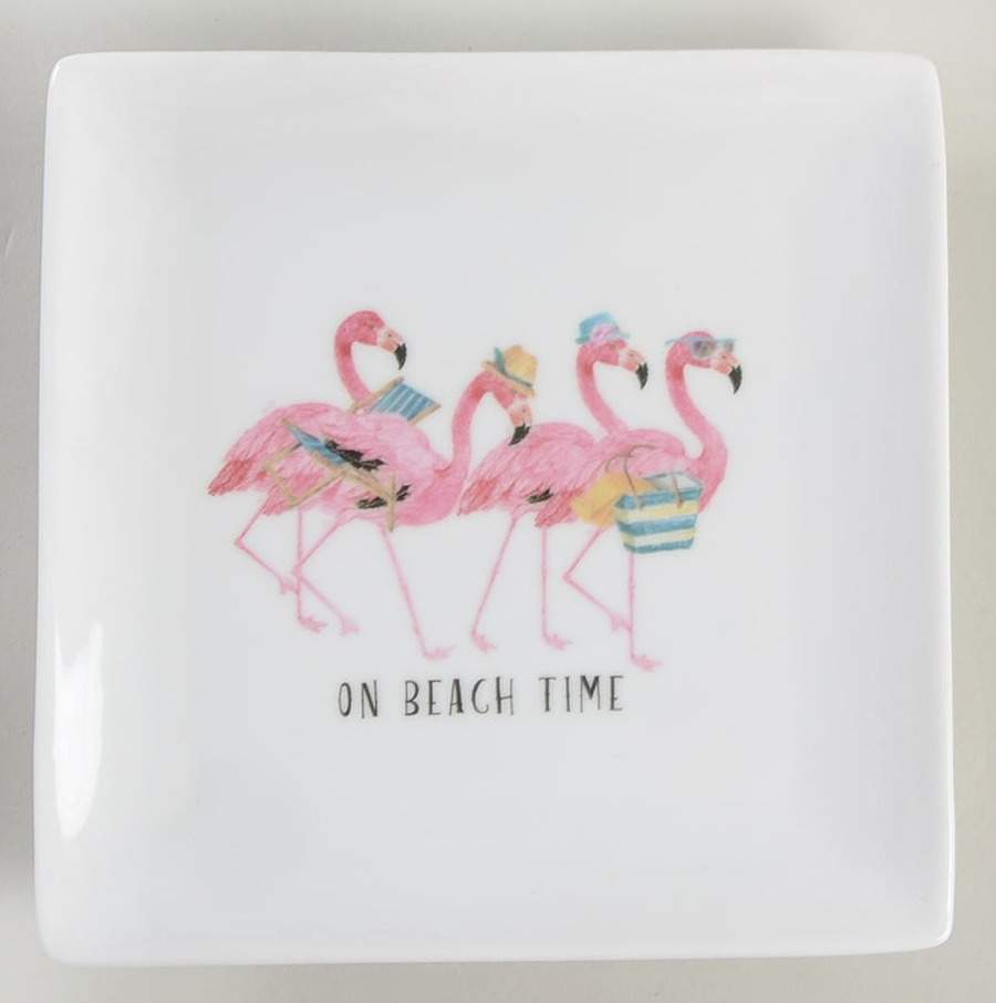 Christmas Flamingo Square Salad Plate by Coastline Imports-1