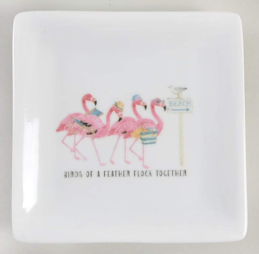 Christmas Flamingo Square Appetizer Plate by Coastline Imports-1