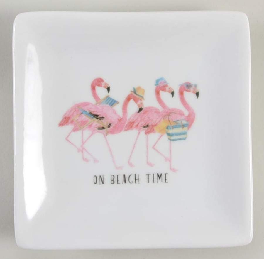 Christmas Flamingo Square Appetizer Plate by Coastline Imports-1