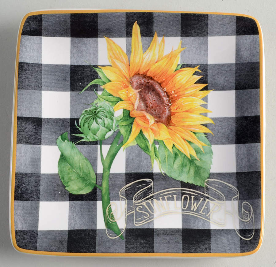 Sunflower Fields Square Canape Plate by Certified International-1