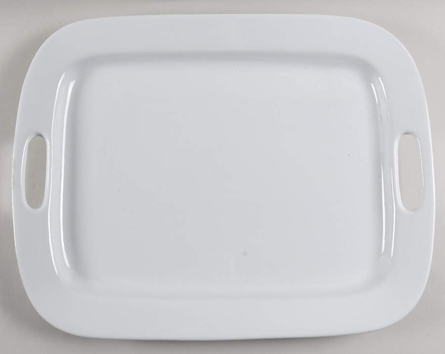 Whiteware Soft Square 18" Oval Handled Platter by The Cellar (China)-1