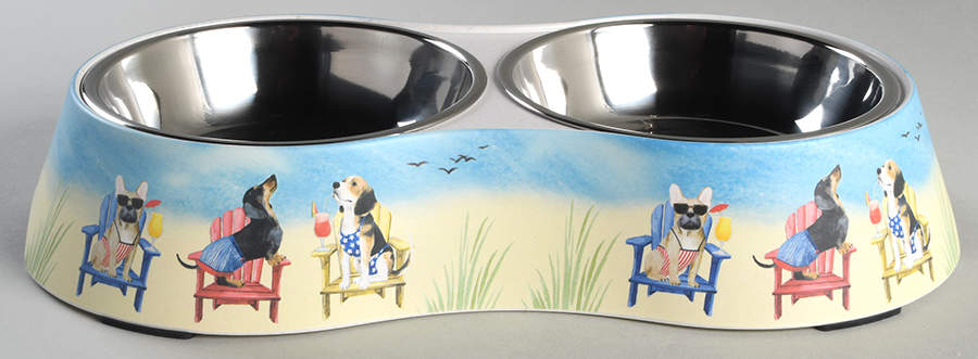 Hot Dogs Double Pet Bowl with Metal Inserts by Certified International-1