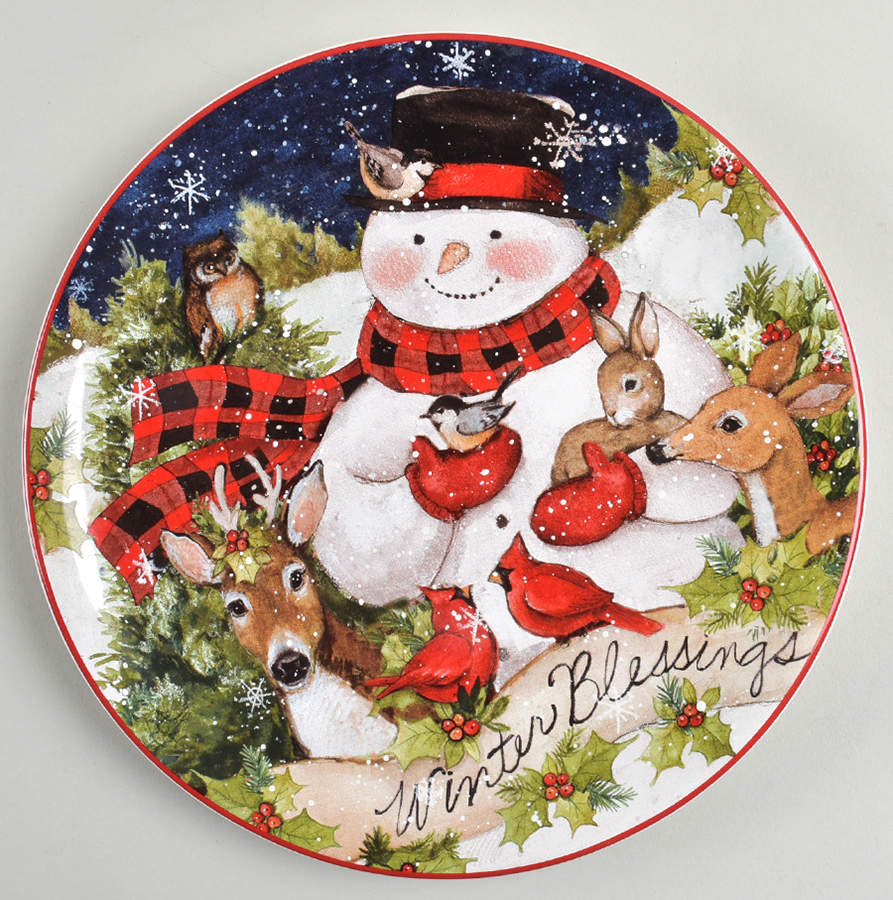 Magic of Christmas Snowman Dessert/Pie Plate by Certified International-1